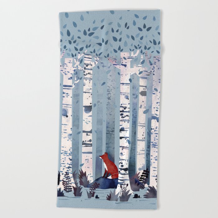 The Birches (in Blue) Beach Towel