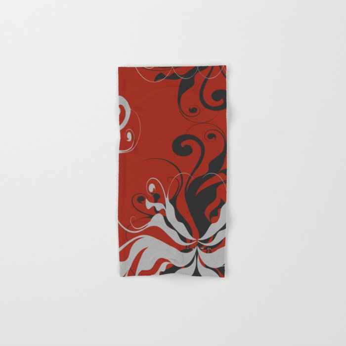 Abstract Red, Black and Gray Design Hand & Bath Towel
