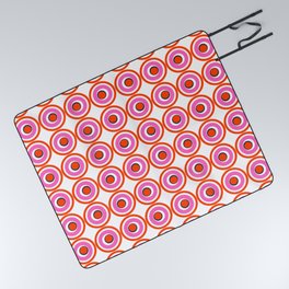 Modern Geometric Abstract Circles Pink and Red Picnic Blanket