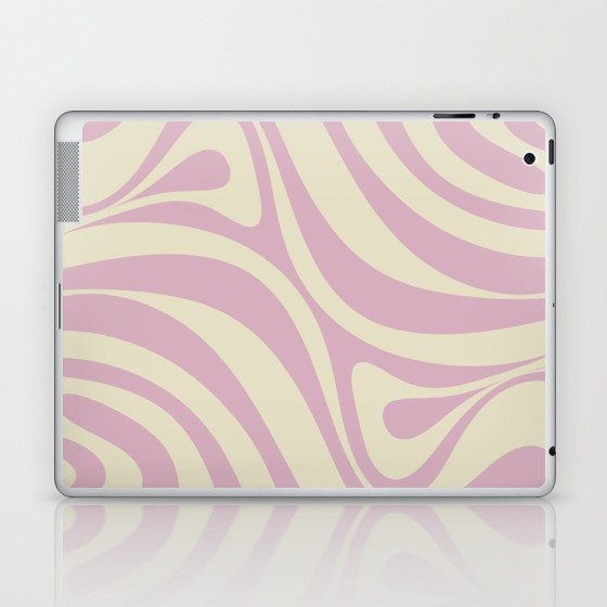 New Groove Retro Swirls Abstract Pattern in Soft Pastel Lavender Pink Laptop & iPad Skin