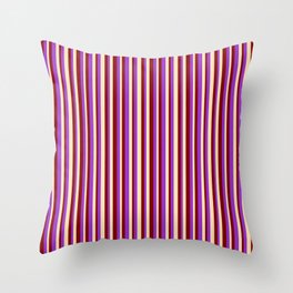 [ Thumbnail: Maroon, Dark Orchid, and Beige Colored Striped/Lined Pattern Throw Pillow ]