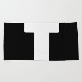 T (White & Black Letter) Beach Towel