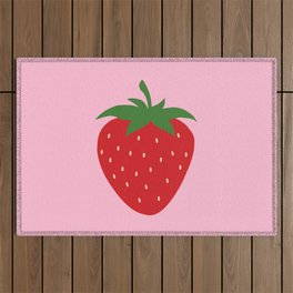 Fruit Market Print Pink Strawberry Print Fruit Art Modern Decor Food Art Abstract Outdoor Rug