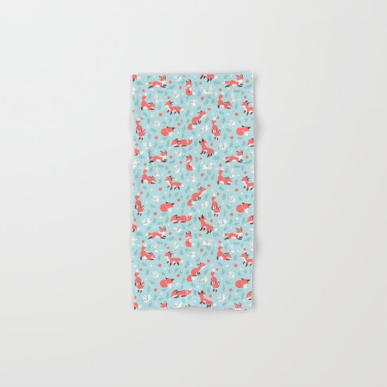 Fox and Bunny Pattern Hand & Bath Towel