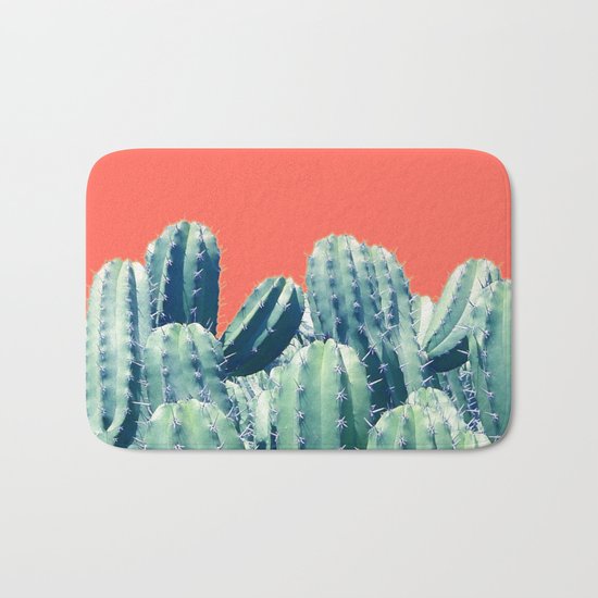 Cactus on Coral #society6 #decor #buyart Bath Mat