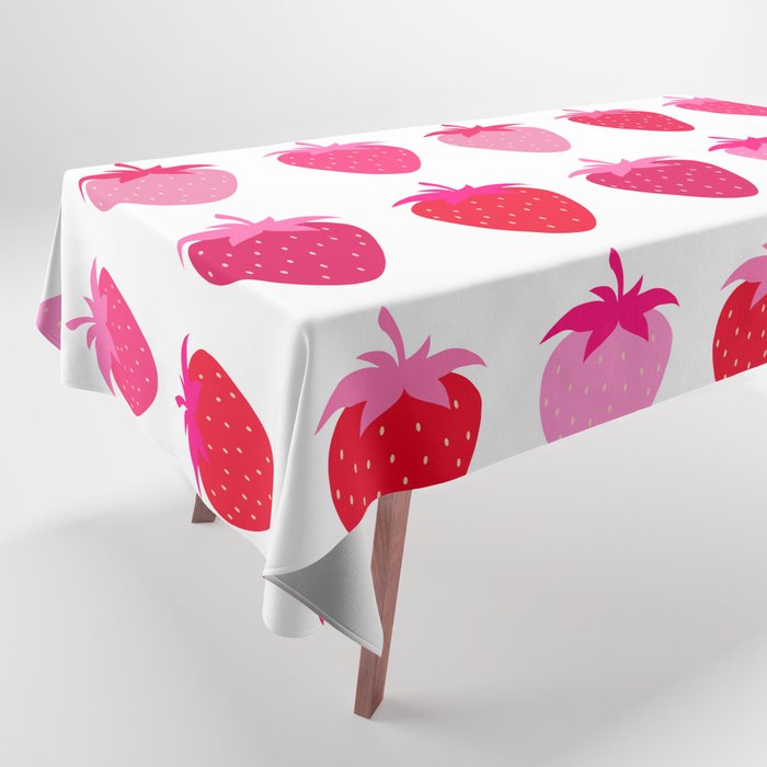 Pink And Red Strawberries Tablecloth