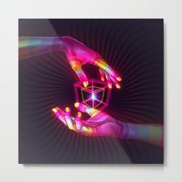 Psychedelic Energy Hands 6 (GIF) Metal Print