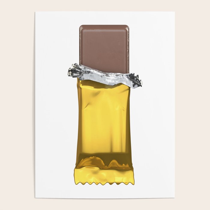 Chocolate candy bar in gold wrapper Poster by GrandeDuc Society6