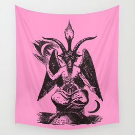 Black and Pink Baphomet Wall Tapestry