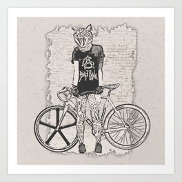 Bike Punk Cat Art Print
