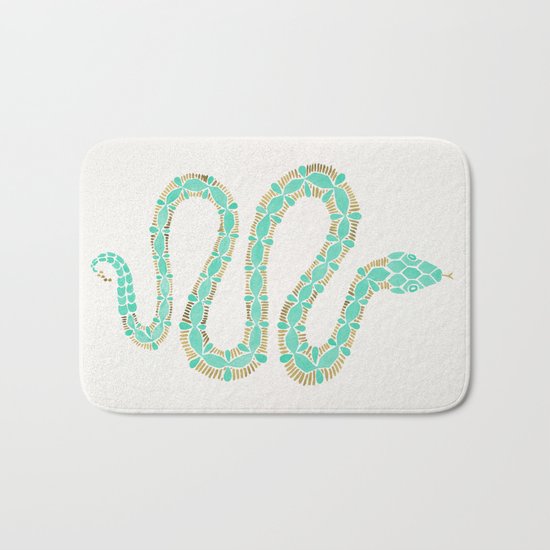 Mint & Gold Serpent Bath Mat