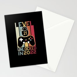 Level 21 unlocked in 2022 gamer 21st birthday gift Stationery Card