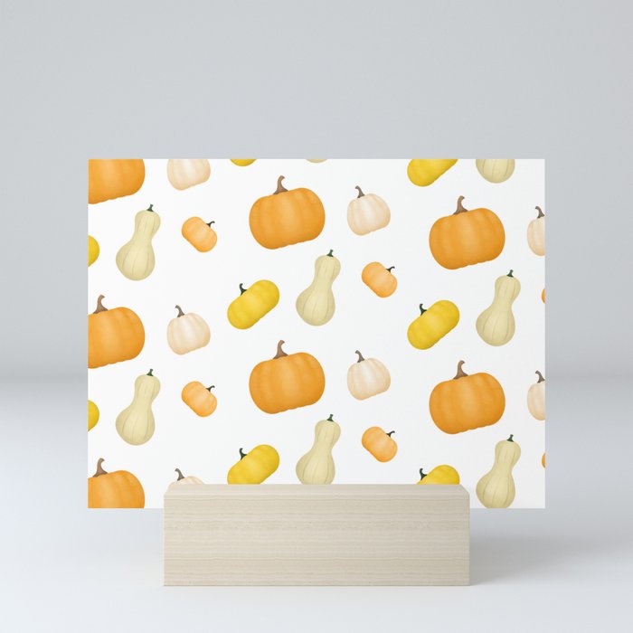 Pumpkins & Squash Pattern Mini Art Print