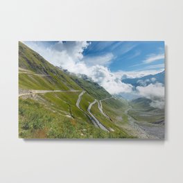 Stelvio Pass Italy Metal Print | Pass, Clouds, Mountainroad, Photo, Summer, Italy, Alps, Driving, Road, Stelvio 