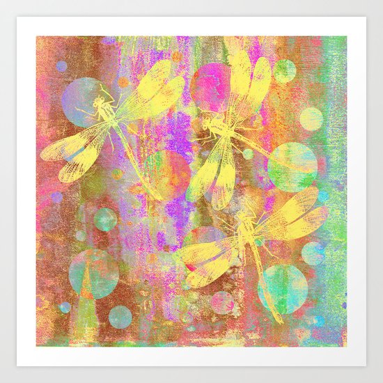 A Dragonflies and Dots Art Print