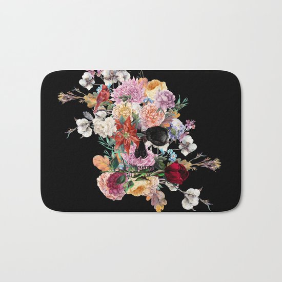 Skull and Flowers Bath Mat