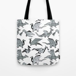 Origami metallic dragon friends // white background metal silver fantasy animals Tote Bag