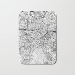 Munich White Map Bath Mat | Streetmap, Black And White, Abstract, Simple, Urban, Graphicdesign, Munichmap, Germany, Digital, City 