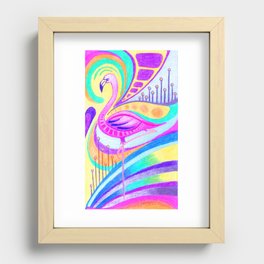 Flamingo Fancy Rainbow Recessed Framed Print