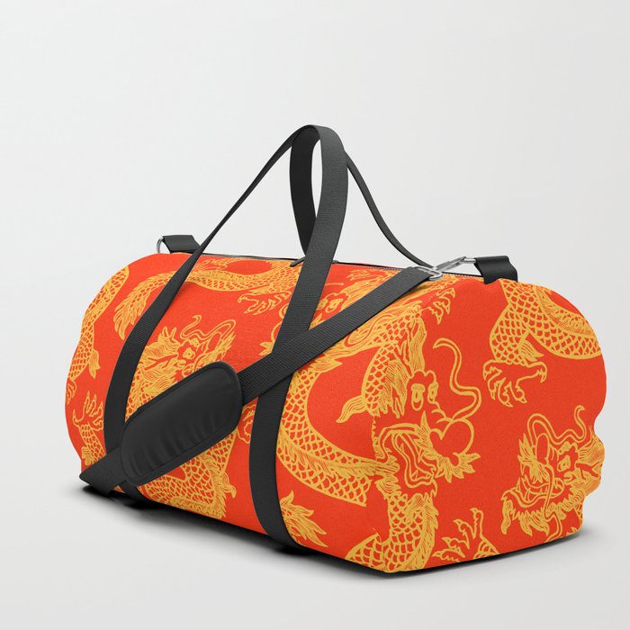 Red and Gold Battling Dragons Duffle Bag