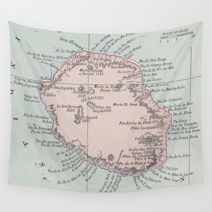 Vintage Reunion Island Map (1901) Wall Tapestry by BravuraMedia  Society6