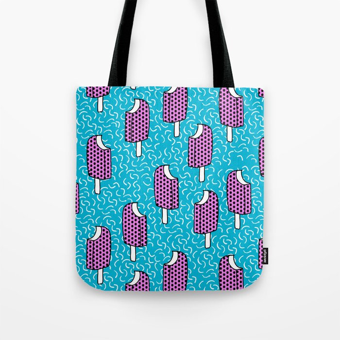 Bite Me - popsicle throwback 80s style memphis dots pattern trendy hipster summer ice cream Tote Bag