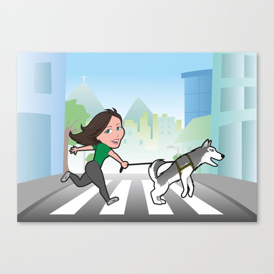 Walking with my dog Canvas Print