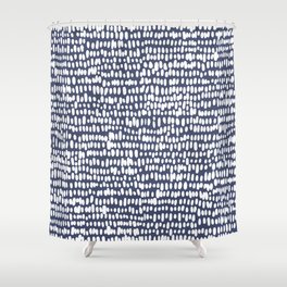 Spotted Preppy Dots Abstract in Navy Blue Shower Curtain