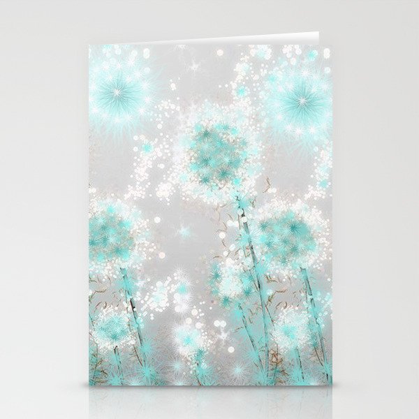 Dandelions in Turquoise Stationery Cards