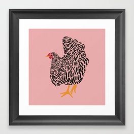 Chicken w/ Pink Background Framed Art Print