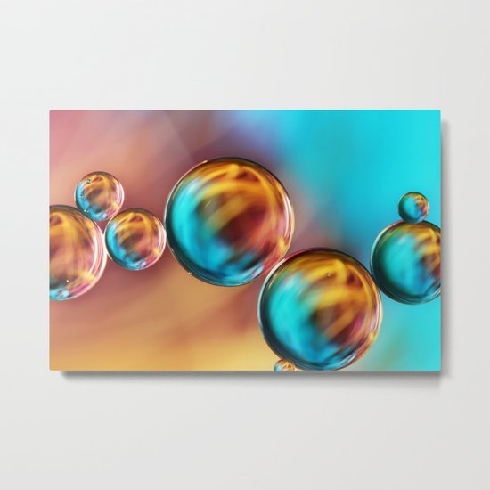 Techno-Coloured Bubble Abstract Metal Print