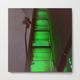 Neon Green Elevator Shaft at Midnight Metal Print | Neon, Palmtrees, Losangeles, Film, Nightphotography, Color, Midnight, Palmtree, Photo 