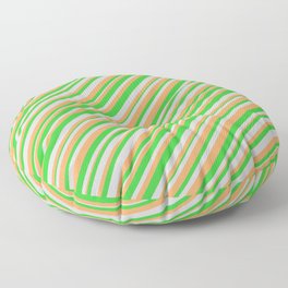 [ Thumbnail: Light Grey, Brown, and Lime Green Colored Stripes Pattern Floor Pillow ]