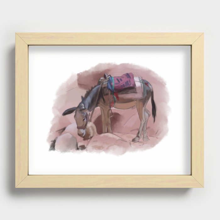 Petra's donkey Recessed Framed Print