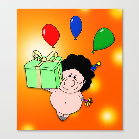 Birthday Pig Canvas Print