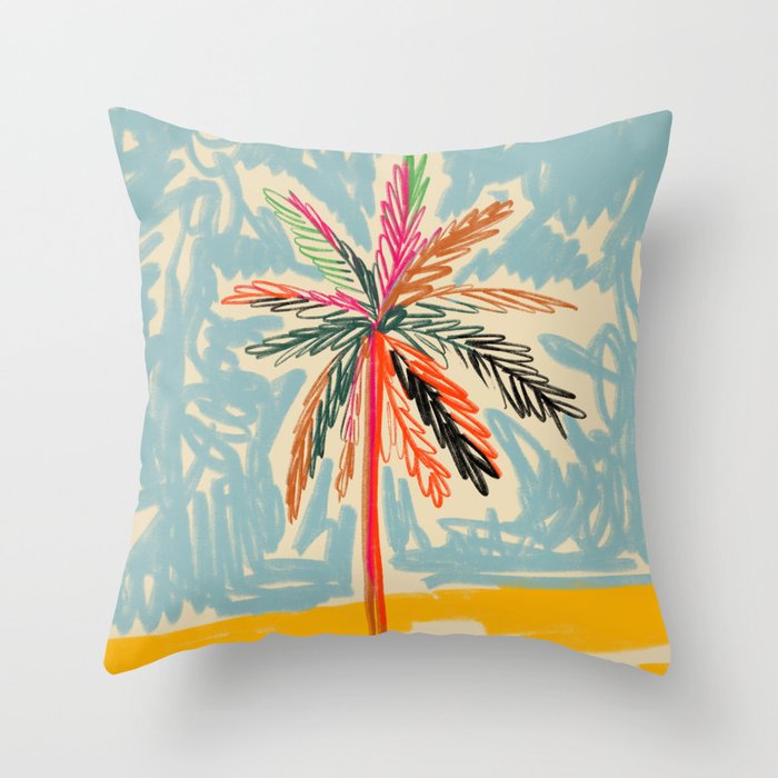 VACATION PALM TREE Throw Pillow