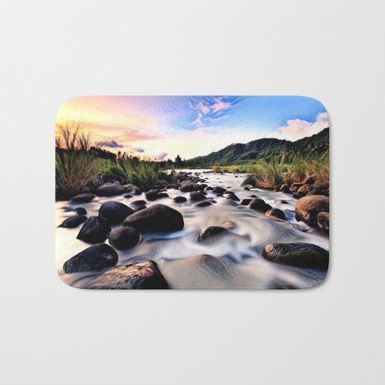 Gorgeous Epic River in Landscape with Sunset Bath Mat