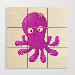 Pink Octopuss Wood Wall Art