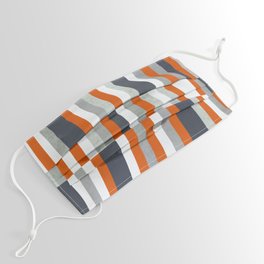 Orange, Navy Blue, Gray / Grey Stripes, Abstract Nautical Maritime Design by Face Mask