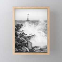 Morris Island Light Splash Framed Mini Art Print