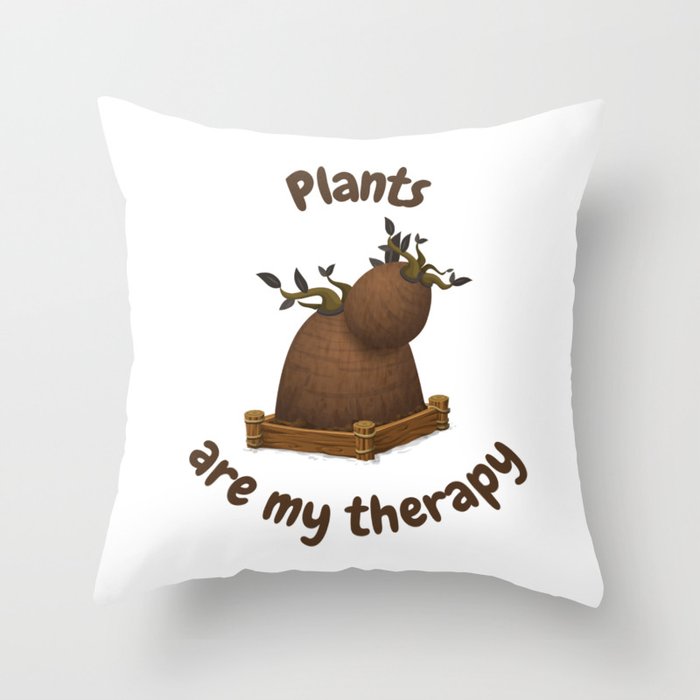 Plants are my therapy Throw Pillow