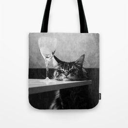 The Nightwatch Cat at the Absinthe bar black and white photograph / art photography Tote Bag