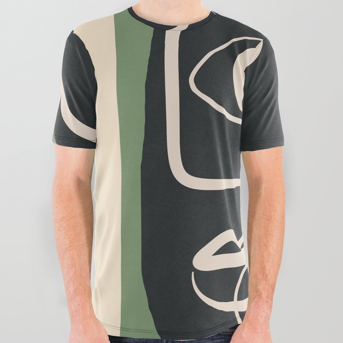 Abstract Face Line Art 11 All Over Graphic Tee