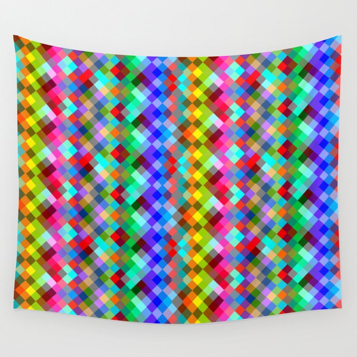 Multicolored pixels Wall Tapestry