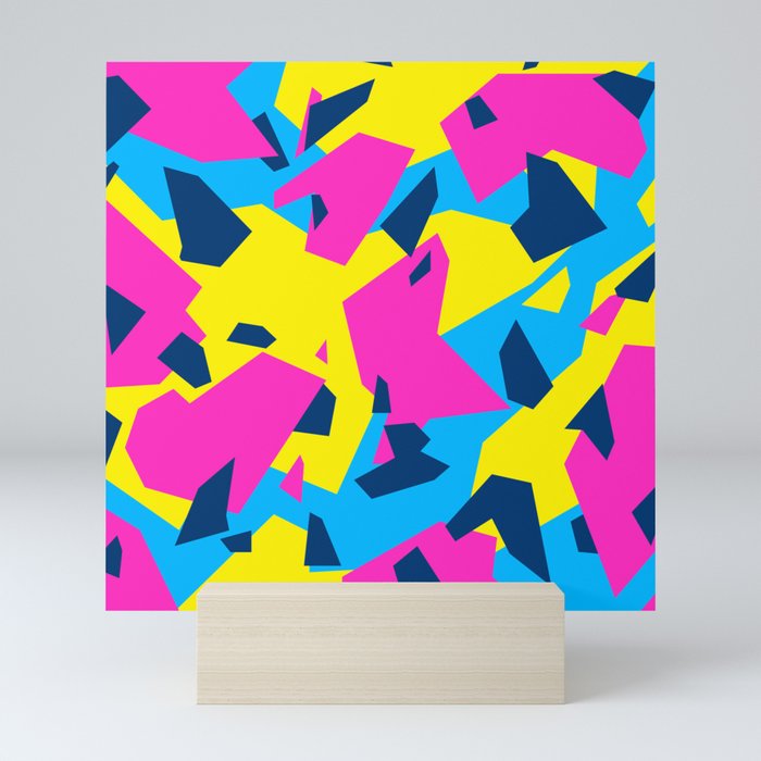 Blue\Yellow\Pink\Navy Geometric camo Mini Art Print