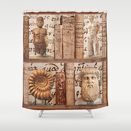 Greek and Roman Antique Books and Sculpture Shower Curtain