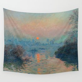 Claude Monet - Sunset on the Seine at Lavacourt Winter Effect Wall Tapestry