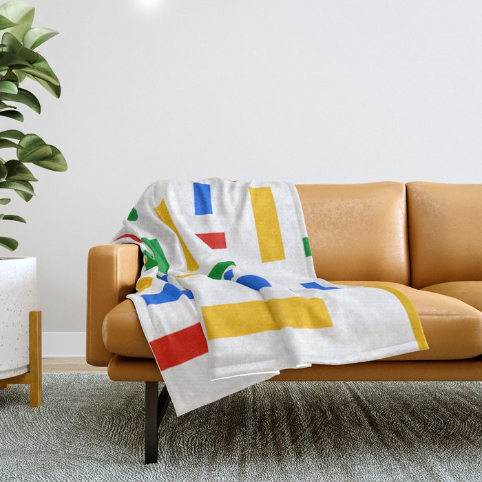 Abstract Google Art Red Green Blue Yellow on White Throw Blanket