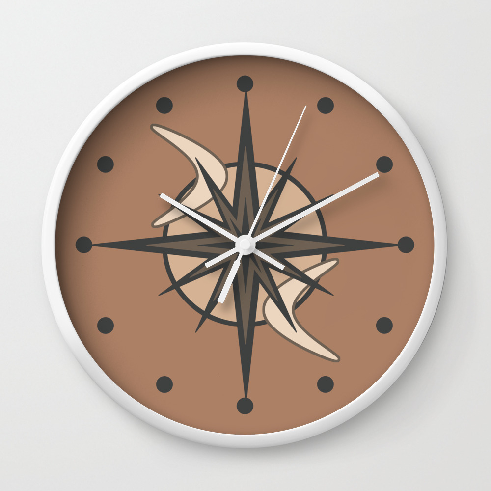 Mid Century Modern Sputnik Starburst Sepia Wall Clock By Zennykenny Society6