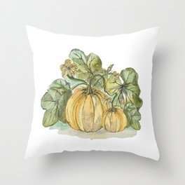Antiqued Sketched Pumpkin Patch Throw Pillow